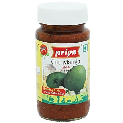 Priya Pickle - Cut Mango (With Garlic), 300 g Bottle